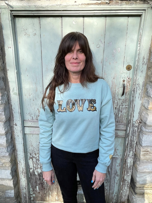 Organic Cotton Love Sweatshirt ~ Slate Green